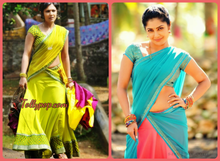 Actress wearing Half-Saree